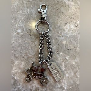 Coach Silver Horse and Carriage Tag Keychain Bag Charm